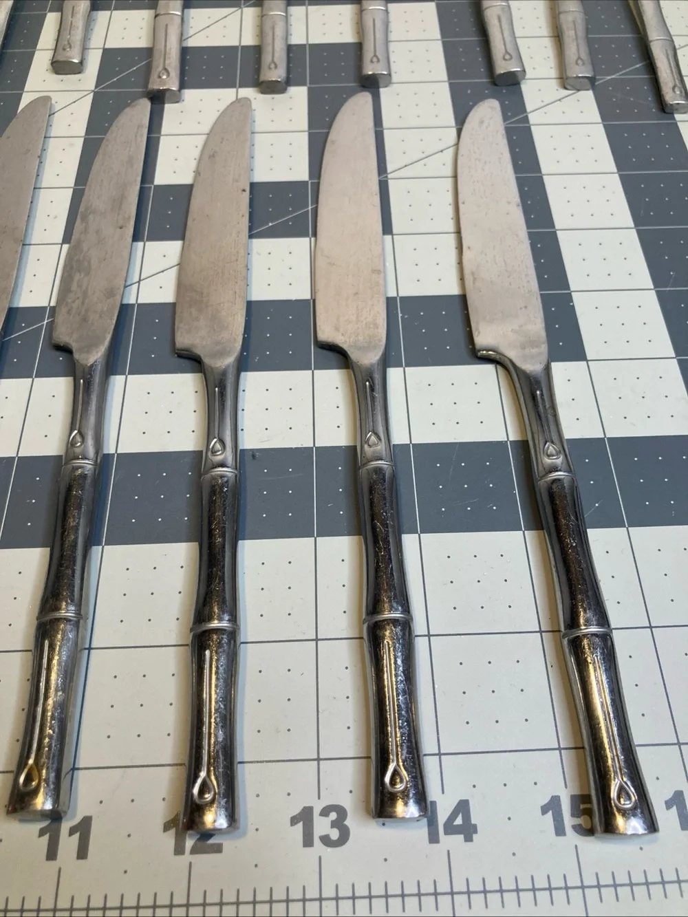 Hampton Silversmiths Bamboo Flatware Lot of 23 Spoon Fork Dinner Salad Knife